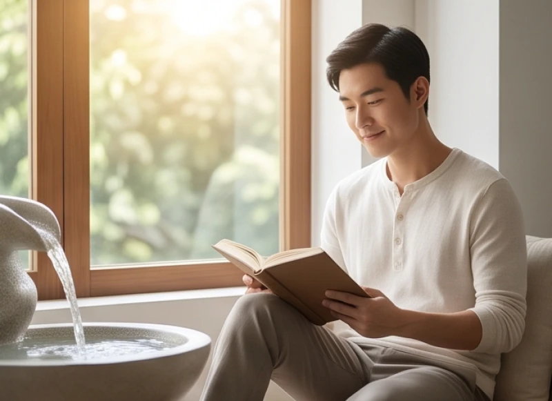 Ất Dậu 2005 mệnh gì: Bản mệnh, tuổi hợp và cách hóa giải màu kỵ 2 Chàng trai trẻ tĩnh lặng đọc sách bên cửa sổ ngập nắng thể hiện sự điềm tĩnh và kiên nhẫn của Tuyền Trung Thủy