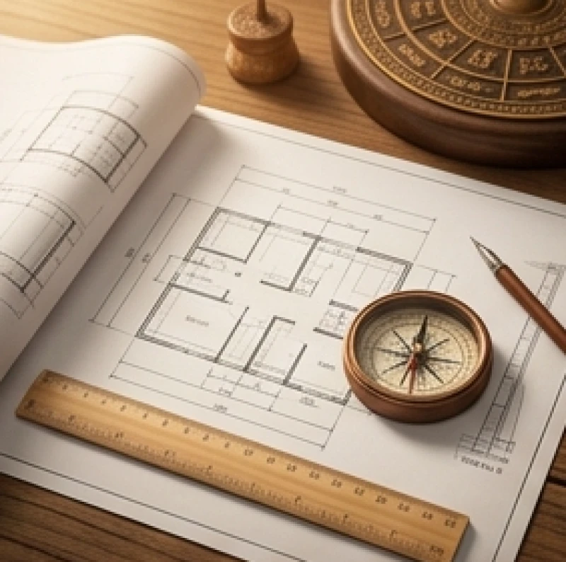 Bản phác thảo kiến trúc và thước đo được sắp xếp cẩn trọng thể hiện tính trách nhiệm của bản mệnh