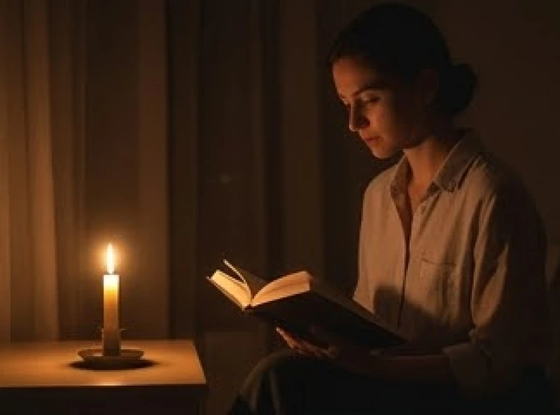 Sơn Đầu Hỏa là gì: Luận nạp âm, con số may mắn và hướng hợp 3 Người đàn ông trầm ngâm đọc sách bên ánh nến tĩnh lặng trong căn phòng tối mờ