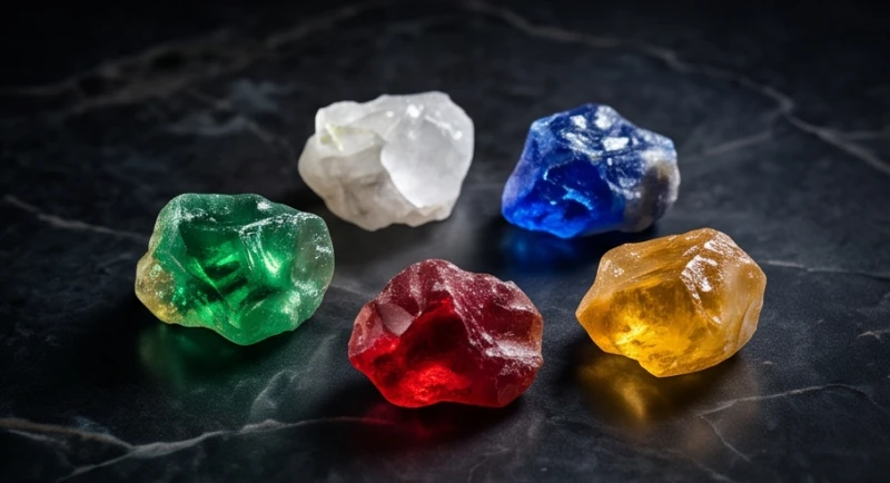 Năm viên ngọc thô mang màu sắc đại diện cho ngũ hành phản ánh nét tính cách riêng biệt của người tuổi Mùi