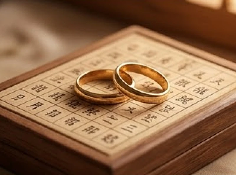 Tử vi trọn đời tuổi Kỷ Tỵ 1989 nam mạng: Mốc vận hạn và hóa giải 4 Đôi nhẫn cưới vàng đặt trang trọng trên cuốn lịch âm bằng gỗ tượng trưng cho hạnh phúc gia đạo viên mãn