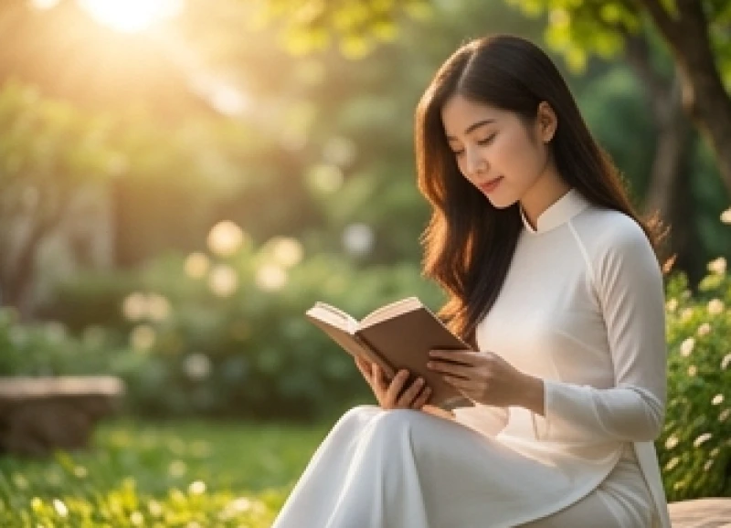 Người thiếu nữ tìm kiếm sự tĩnh tại trong khu vườn xanh mát sau những tổn thương tình cảm ban đầu