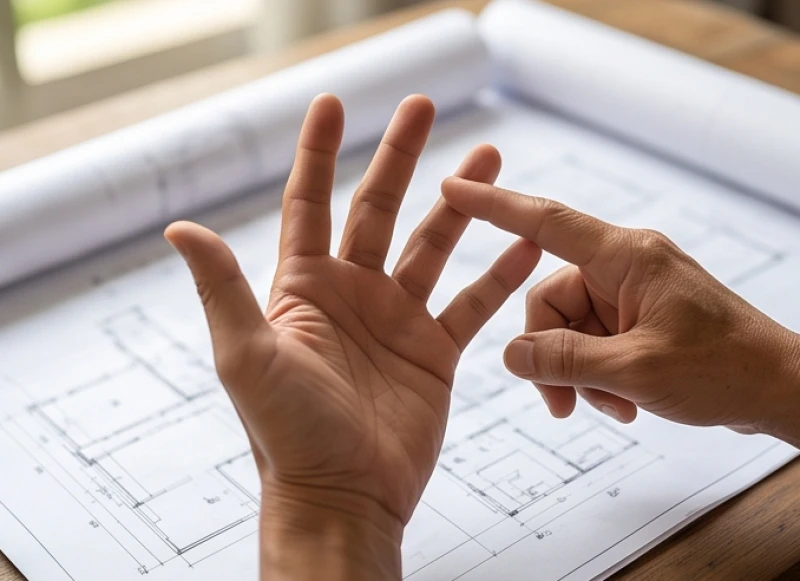Cách xem tuổi làm nhà: Công thức tính hạn và thủ tục bài bản 6 Bàn tay đang thực hiện phương pháp bấm đốt ngón tay để tính cung Hoang Ốc