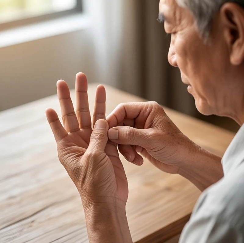 Bàn tay người lớn đang bấm đốt ngón tay để tính toán các cung sinh lão bệnh tử trong phong thủy