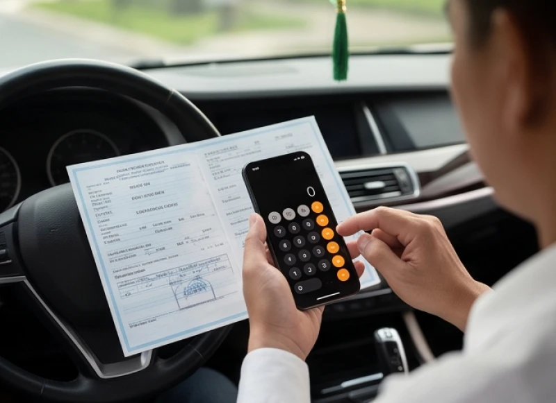 Biển số xe hợp tuổi Dậu: Dải số may mắn theo từng năm sinh 7 Màn hình điện thoại hiển thị máy tính cầm tay đang thực hiện phép chia lấy phần thập phân để tìm quái số biển xe