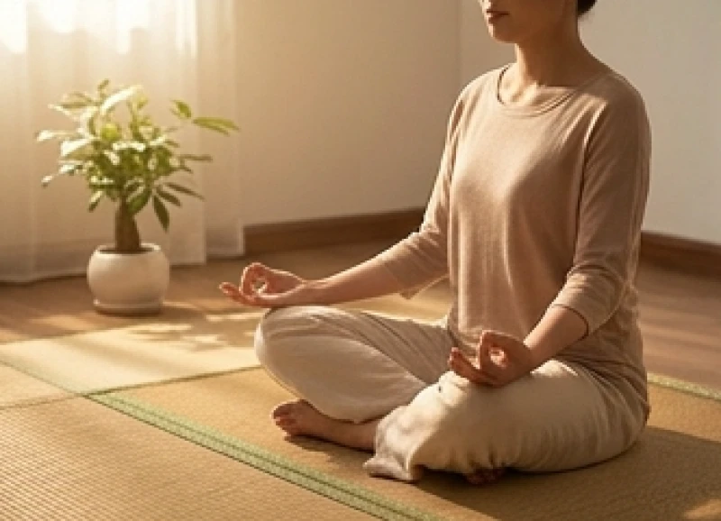 Người tập thiền tĩnh tâm trong không gian thanh tịnh để cân bằng năng lượng