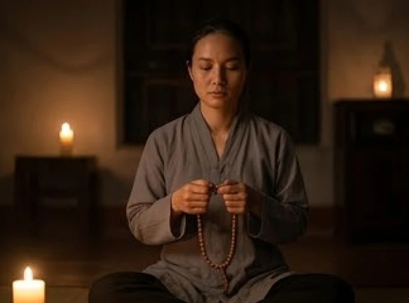 Chim heo kêu là điềm gì: Giải mã số tiếng & cách hóa giải 7 Người Phật tử ngồi thiền định với gương mặt bình an để xua tan những nỗi sợ hãi vô hình