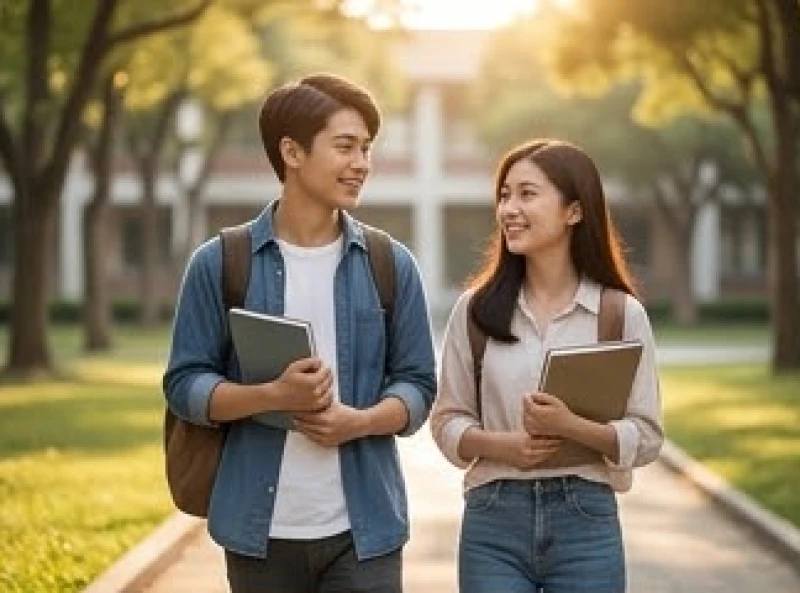 Tình duyên tuổi Dậu năm 2027: Tháng cát hỷ và hóa giải gia đạo 3 Đôi bạn trẻ sinh viên cùng nhau học tập và trò chuyện vui vẻ tại khuôn viên trường đại học
