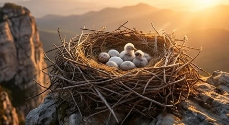 Tổ chim vĩ đại trên vách đá ấp ủ những quả trứng và chim non mang điềm báo sinh sôi khi mơ thấy đại bàng