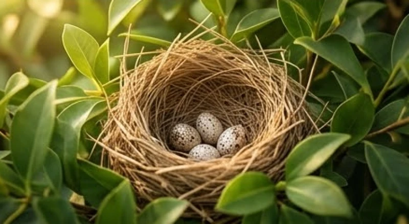 Mơ thấy chim sẻ: Giải mã điềm báo & bảng tra số may mắn 6 Chiếc tổ chim nhỏ nhắn đan bằng cỏ khô ấp ủ những quả trứng lốm đốm nằm ẩn mình an toàn giữa tán lá xanh um tùm