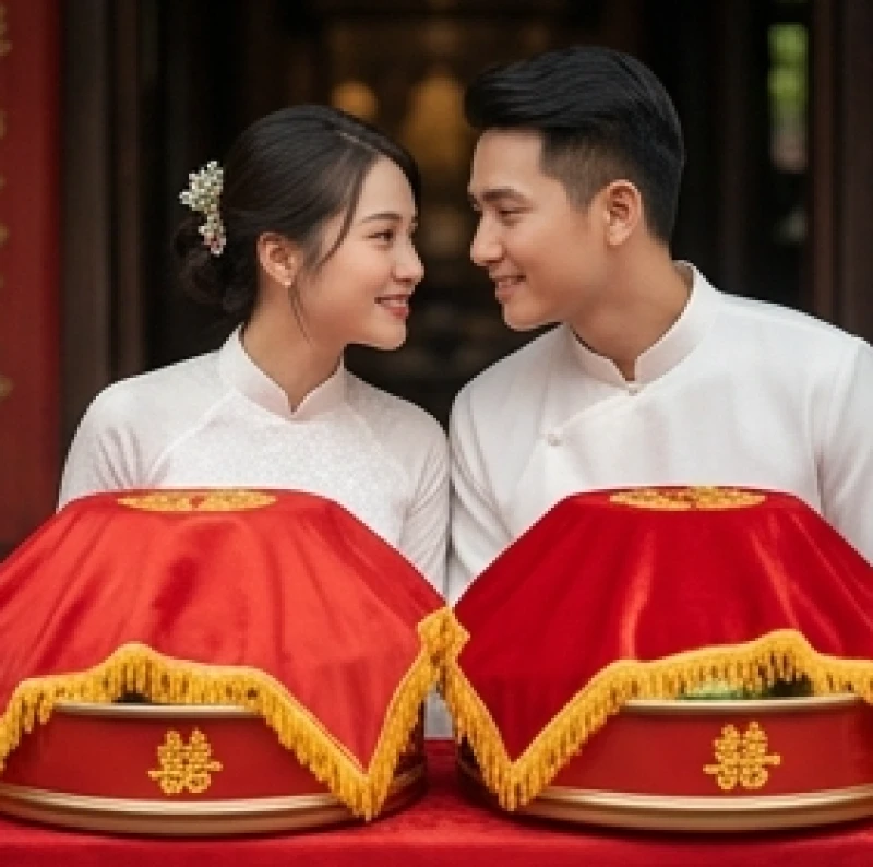Tình duyên tuổi Thìn năm 2027: Chi tiết hỷ sự và phong thủy 1 Cặp đôi trẻ tuổi Thìn rạng rỡ trong lễ dạm ngõ với mâm quả truyền thống Việt Nam