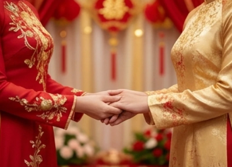 Tử vi tuổi Quý Mùi 2003 năm 2027: Lịch tháng và cách cúng sao 10 Đôi uyên ương diện trang phục truyền thống hạnh phúc trong lễ cưới tháng vượng khí