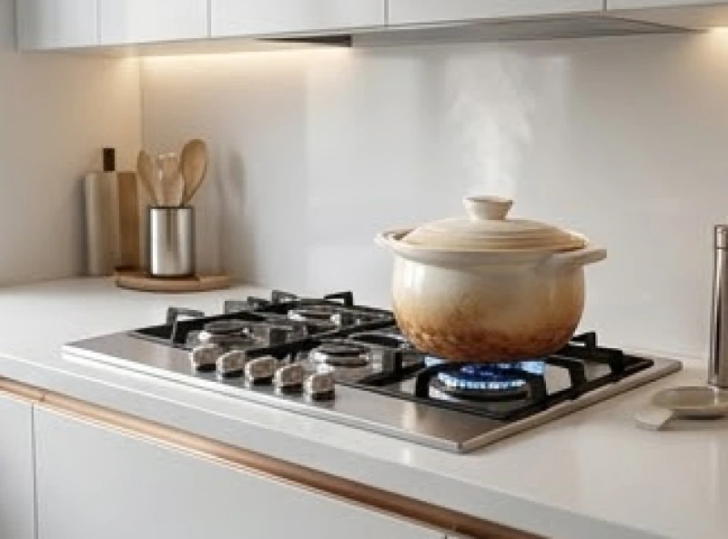 Không gian bếp nấu được đặt tại góc khuất với mặt bếp xoay về hướng tốt