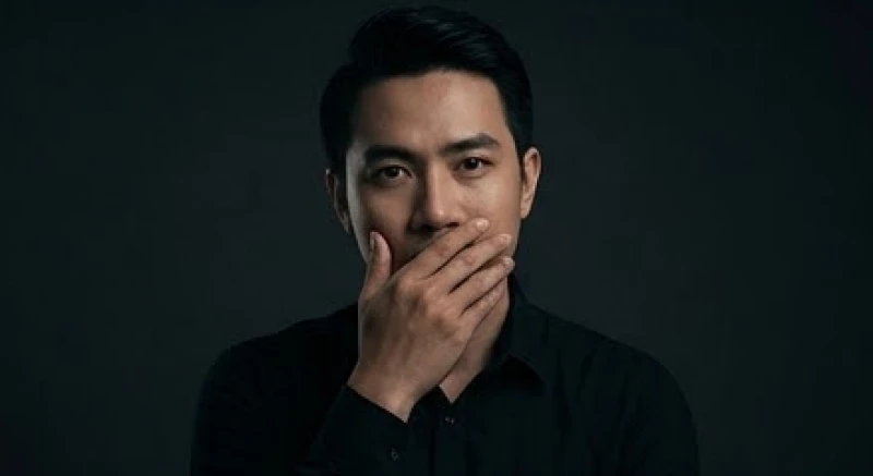 Người đàn ông e ngại dùng tay che miệng để giấu đi khuyết điểm ở răng