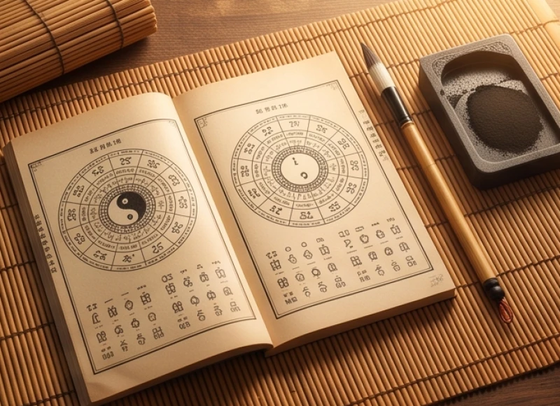 12 con giáp theo tháng: Bảng tra trọn bộ 12 tháng và tiết khí 1 Sổ tay ghi chép thời gian và lịch âm truyền thống đặt trên bàn làm việc