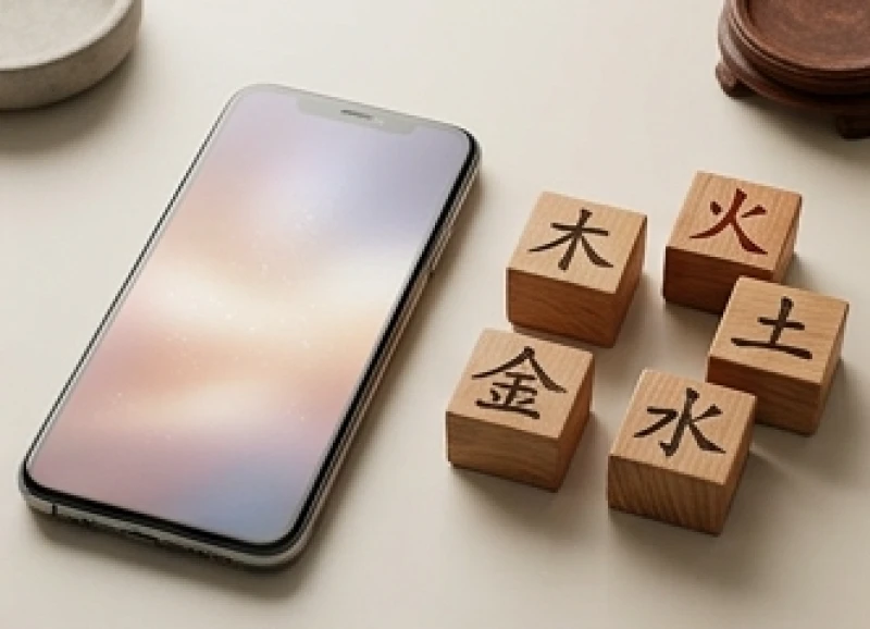 Bảng tra cứu ngũ hành nạp âm đặt cạnh một chiếc điện thoại di động hiển thị dãy số