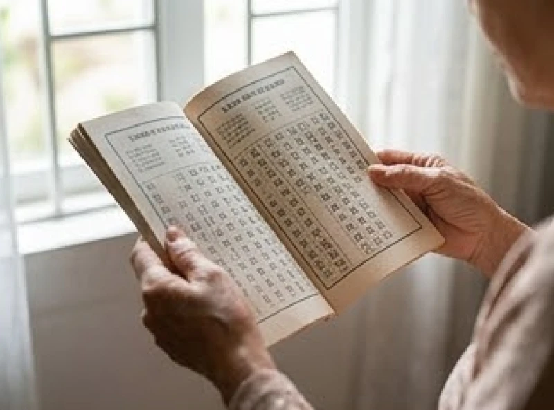 Văn khấn cúng sao giải hạn tại nhà: Sơ đồ nến, bài vị & mâm lễ 2 Người lớn tuổi đang xem lịch vạn niên để tra cứu sao chiếu mệnh cho các thành viên trong gia đình
