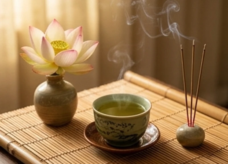 Bàn trà đạo truyền thống giúp tinh thần an yên để vượt qua những tháng hạn của sao La Hầu và Kế Đô