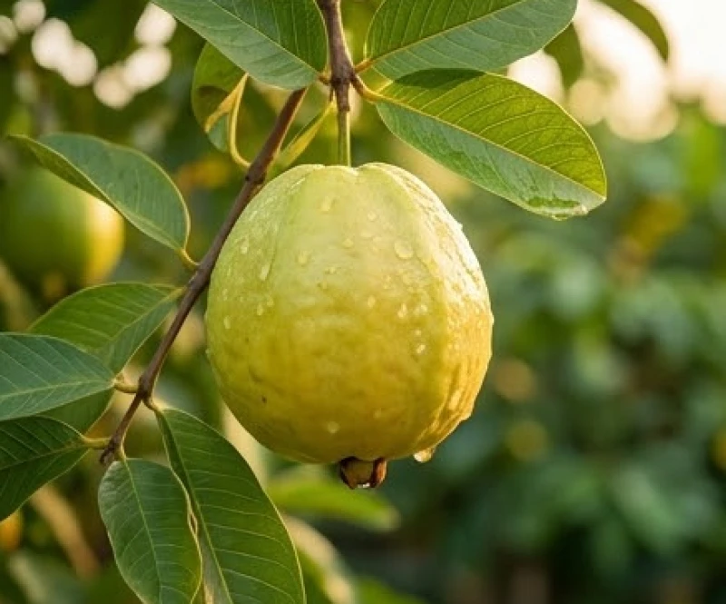 Quả ổi chín mọng đọng sương sớm vươn mình trên cành lá, tín hiệu cát lành rõ nét nhất khi bạn mơ thấy hái ổi