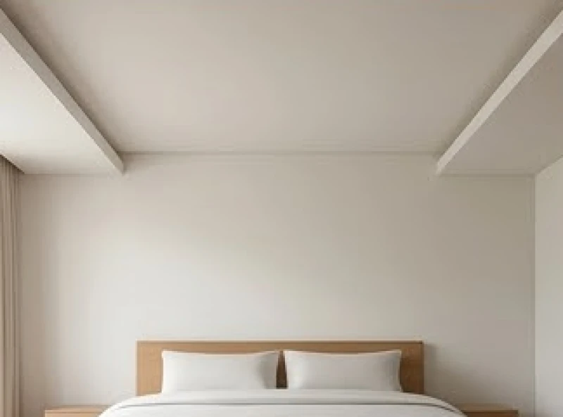 Trần thạch cao phẳng phiu thiết kế phía trên giường ngủ giúp hóa giải triệt để năng lượng đè nén