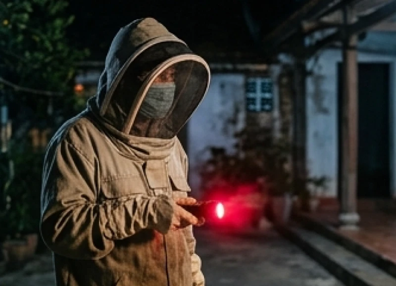 Ong làm tổ trong nhà là điềm gì: Giải mã vị trí & cách di dời 8 Người đàn ông mặc áo khoác dày dặn và đội mũ trùm lưới bảo vệ kín phần đầu