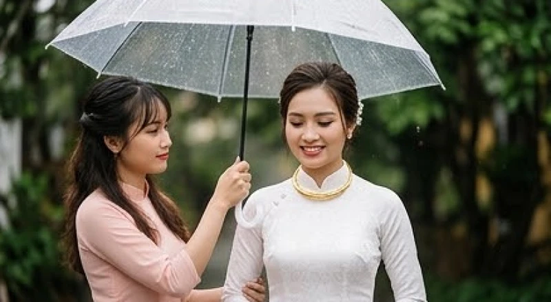 Trời mưa trong ngày cưới là điềm gì: Ý nghĩa và mẹo ứng phó 6 Đội hậu cần và phù dâu sẵn sàng hỗ trợ cô dâu che ô và giữ gìn lớp trang điểm dưới thời tiết mưa rào