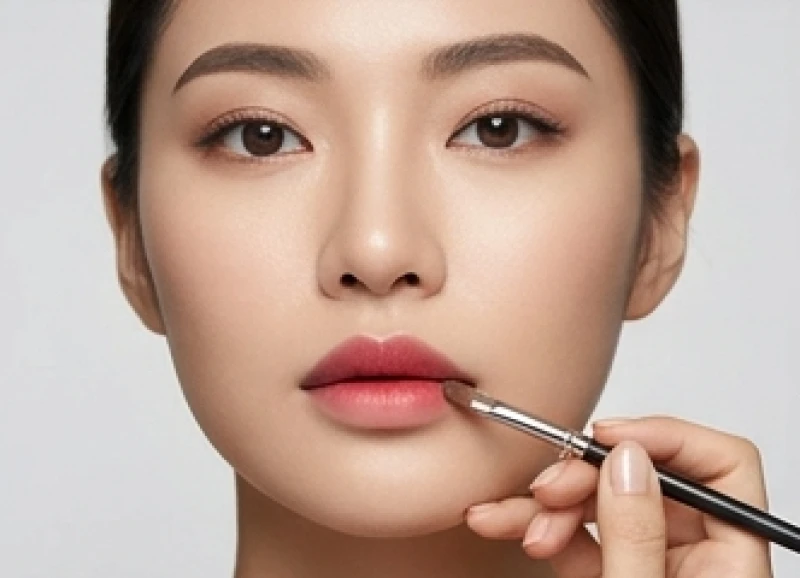 Tướng môi dưới dày hơn môi trên: Luận vận mệnh nam nữ 8 Thao tác sử dụng cọ trang điểm để tán son nhạt dần từ lòng môi ra ngoài nhằm thu gọn viền môi dưới.