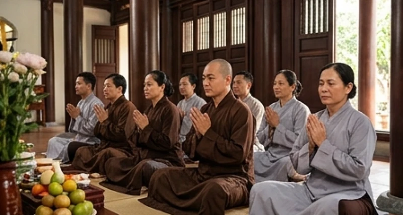 Văn khấn Mẫu: Bài cúng chuẩn nghi thức và sắm lễ bài bản 7 Những người đi lễ đền Mẫu mặc áo tràng lam hoặc trang phục màu trầm, lịch sự chắp tay chiêm bái