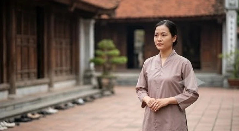 Văn khấn Vua Cha Bát Hải: Bản đầy đủ, rút gọn và quy trình hành lễ 8 Tín đồ mặc trang phục áo lam thanh lịch và xếp giày dép vô cùng gọn gàng trước cửa cung thờ chính