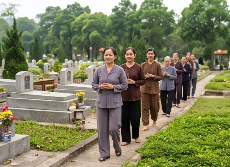 Văn khấn tảo mộ tiết Thanh Minh: 3 bài cúng chuẩn và giờ đẹp 9 Những người tham gia dọn dẹp phần mộ mặc trang phục tối màu lịch sự và giữ thái độ nghiêm túc trong suốt buổi lễ