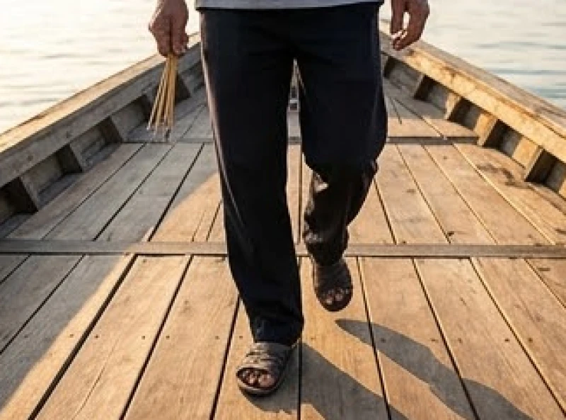 Văn khấn Bà Cậu tại ghe thuyền: Bài cúng chuẩn và vị trí dâng lễ 10 Lão ngư mặc chiếc áo sơ mi cẩn thận và mang dép khô ráo khi di chuyển trên mặt boong để dâng hương