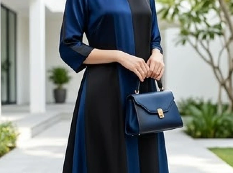 Bộ trang phục dạo phố kết hợp giữa sắc xanh dương và đen mang đến sự thanh thoát cho người mệnh Thủy