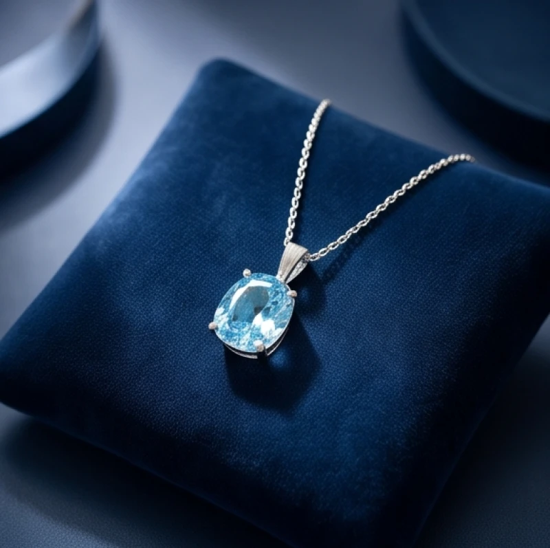 Mặt dây chuyền đính đá Aquamarine màu xanh biển sâu giúp chủ nhân duy trì sự minh mẫn