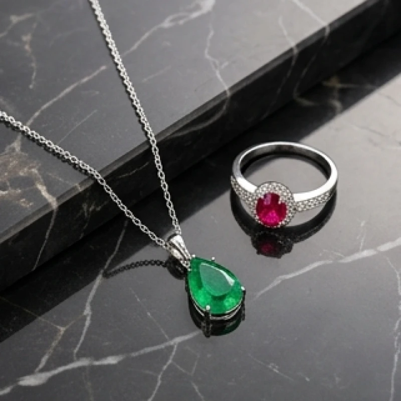 Dây chuyền bạc đính đá ngọc bích xanh lục bảo và thạch anh hồng mang lại vượng khí