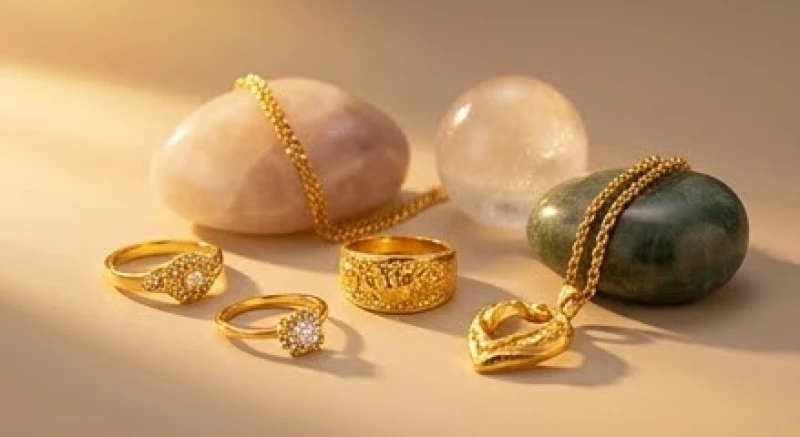 Mơ thấy trang sức vàng: Điềm báo theo vật phẩm & con số 1 Những món trang sức vàng nguyên chất đặt cạnh đá phong thủy hút tài lộc