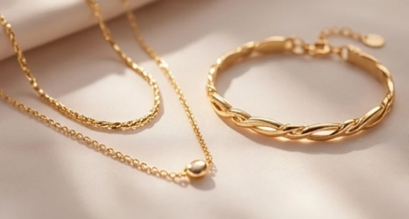 Mơ thấy mua vàng: Điềm báo lành dữ & bảng tra số phong thủy 3 Sợi dây chuyền và vòng tay bằng vàng tây lấp lánh phản chiếu ánh sáng rực rỡ