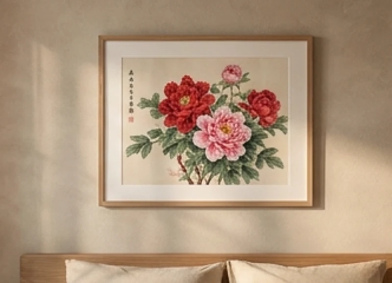 Tình duyên tuổi Thân: Mức độ hợp khắc & cách hóa giải phong thủy 6 Bức tranh hoa mẫu đơn treo ở hướng Nam của không gian phòng ngủ thanh lịch