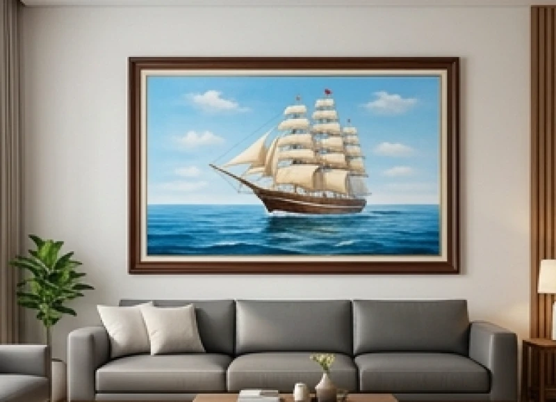 Bức họa thuận buồm xuôi gió với chiếc thuyền buồm rẽ sóng mang lại sự nghiệp hanh thông cho tuổi Nhâm Ngọ
