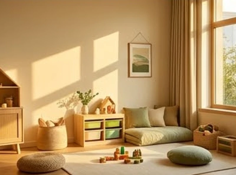 Góc sinh hoạt của trẻ với nhiều ánh sáng ấm áp phản ánh năng lượng dồi dào của bản mệnh Sơn Hạ Hỏa mùa hè
