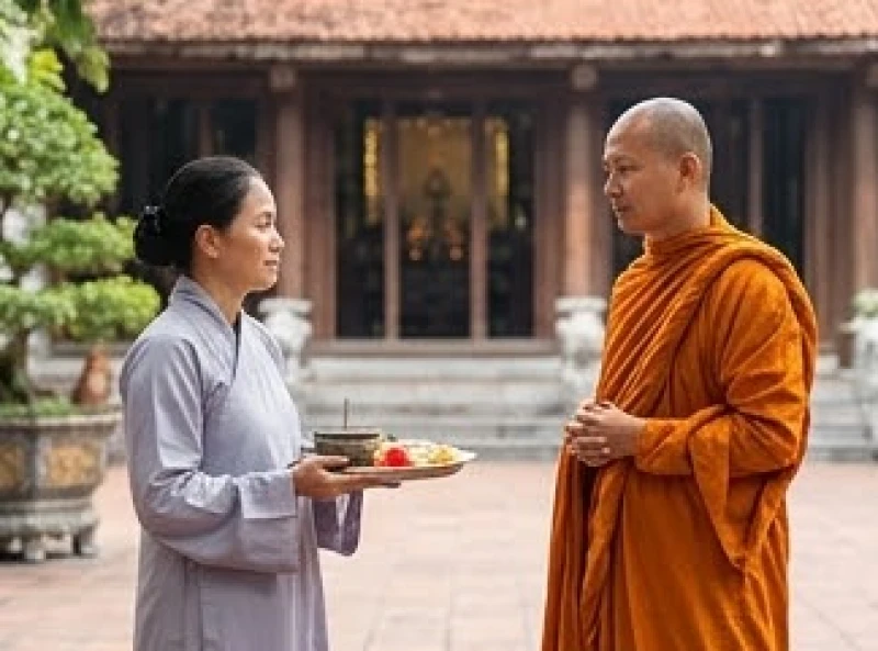 Văn khấn chuộc con bán khoán: Bài khấn chuẩn và sớ dịch nghĩa 7 Gia chủ trình bày với sư thầy trụ trì về nguyện vọng xin làm lễ rút tên con khỏi sổ bán khoán của nhà chùa