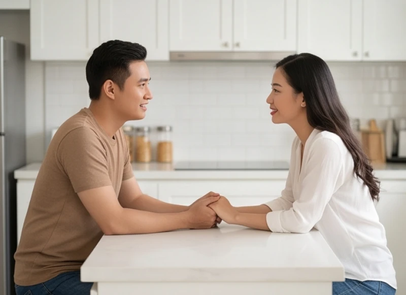 Cặp đôi bình tĩnh trò chuyện thấu hiểu để xóa tan mọi nghi ngờ bất an sau giấc mơ thấy hôn người yêu không trọn vẹn