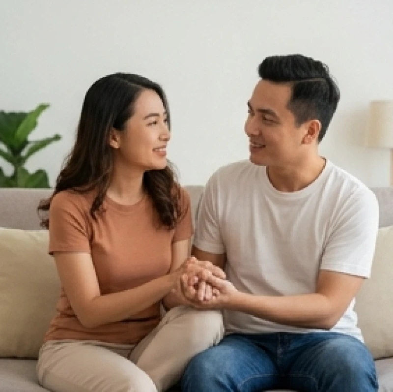 Vợ chồng cùng nhau ngồi lại trò chuyện chân thành nhằm giải tỏa những ẩn ức do ảnh hưởng của đường tình duyên cong xuống
