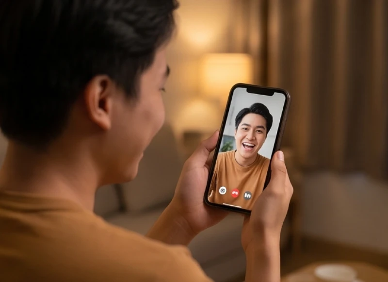 Hai bạn trẻ duy trì tình cảm bằng cách gọi video khi phải đi làm và sinh sống ở hai thành phố khác nhau