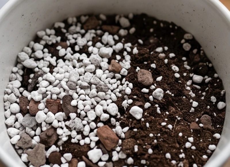 Hỗn hợp đất trồng mới tơi xốp chứa nhiều đá perlite trắng và xỉ than giúp thoát nước cực nhanh cho cây kim tiền