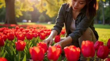 Mơ thấy trồng hoa tulip đỏ trong vườn