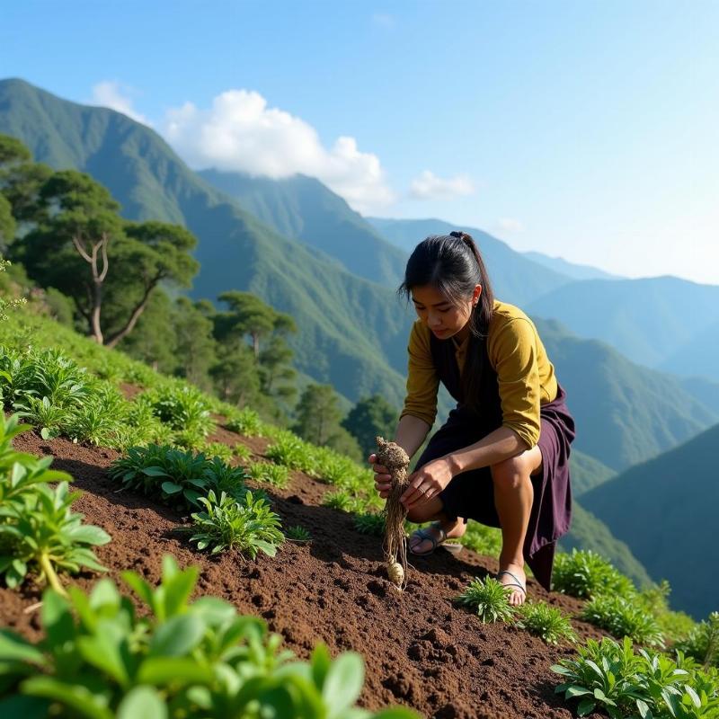 Mơ thấy trồng sâm trên núi