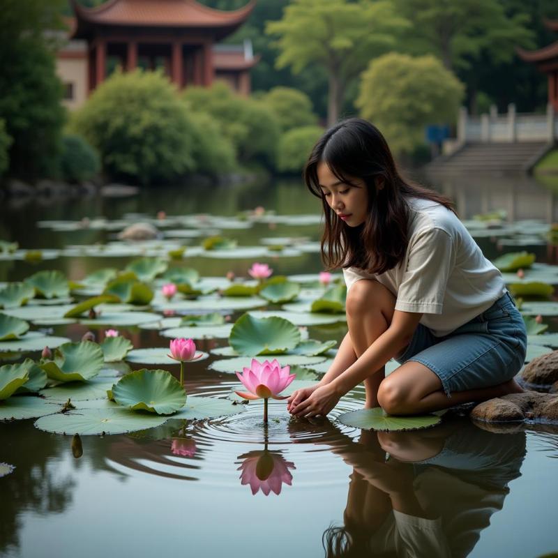 Mơ thấy trồng sen trong chùa