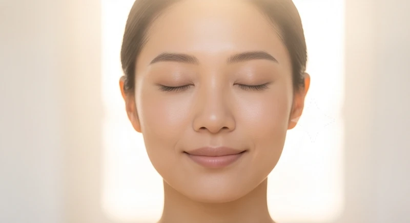 Tướng khóe miệng hướng lên: Luận vận mệnh và cách tập tự nhiên 8 Khuôn mặt an tịnh và nụ cười nhẹ nhàng của người phụ nữ trong trạng thái thư giãn