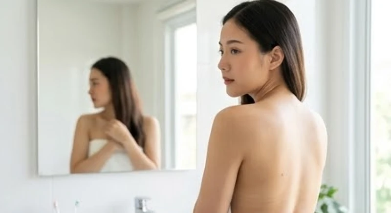 Nốt ruồi sau lưng: Ý nghĩa tướng số nam nữ và đánh giá an toàn 1 Một người phụ nữ đang dùng gương soi để tự kiểm tra các nốt ruồi sau lưng