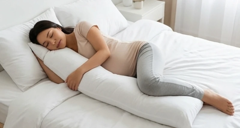 Mơ thấy sảy thai là điềm gì: Giải mã bối cảnh và bộ số may mắn 7 Thai phụ nằm ngủ với tư thế nghiêng sang trái và kẹp một chiếc gối ôm mềm mại giúp máu lưu thông tốt